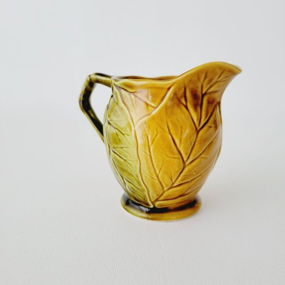Vintage Royal Winton Grimwades Creamer with Embossed Leaves in Green/Brown Glaze - Picture 3 of 11